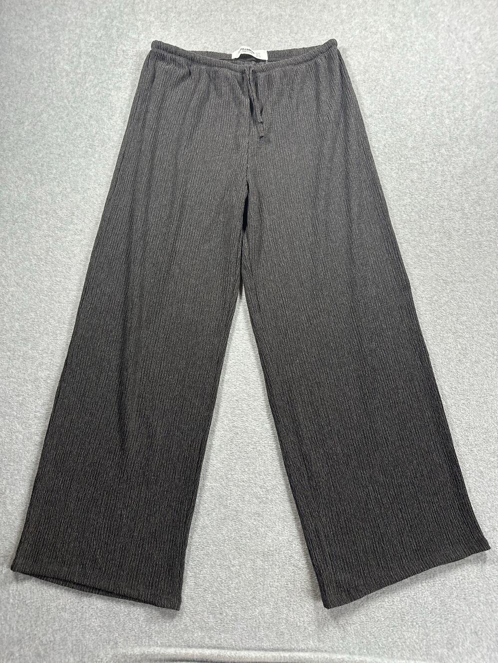 Pull & Bear Lounge Pants Size M Gray Stretch Drawstring Waist Wide-Leg Casual